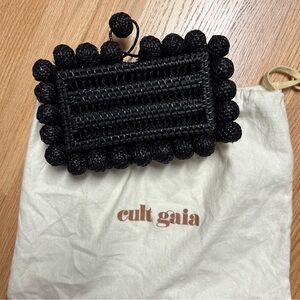 Cult Gaia Black Wicker Clutch
